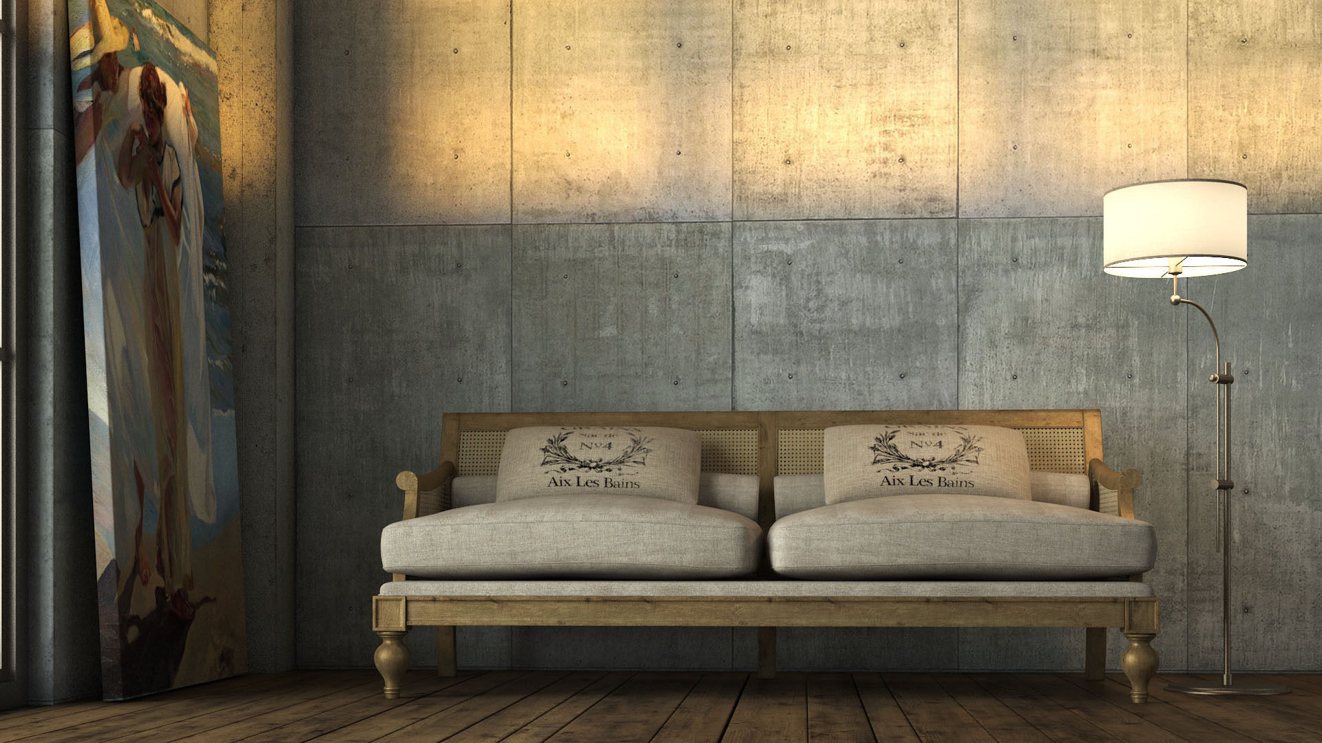 Vintage Country Sofa 3D model_1