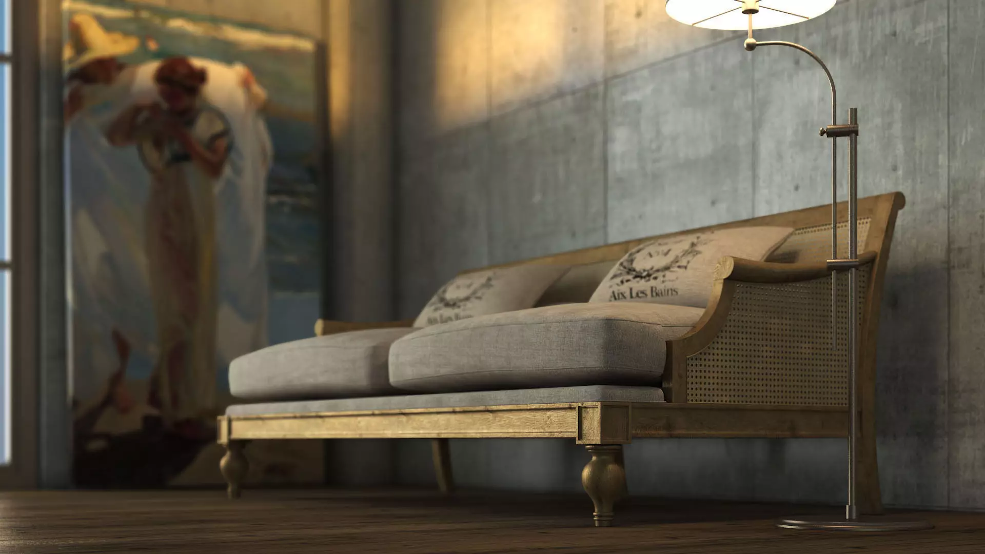 Vintage Country Sofa 3D model_0