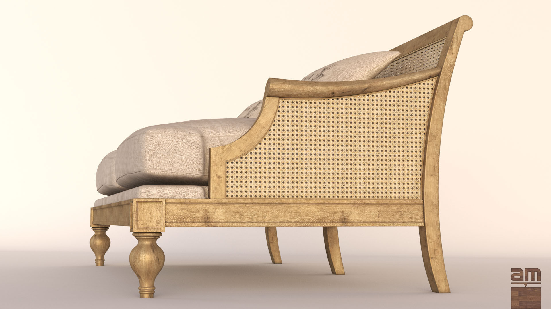 Vintage Country Sofa 3D model_4