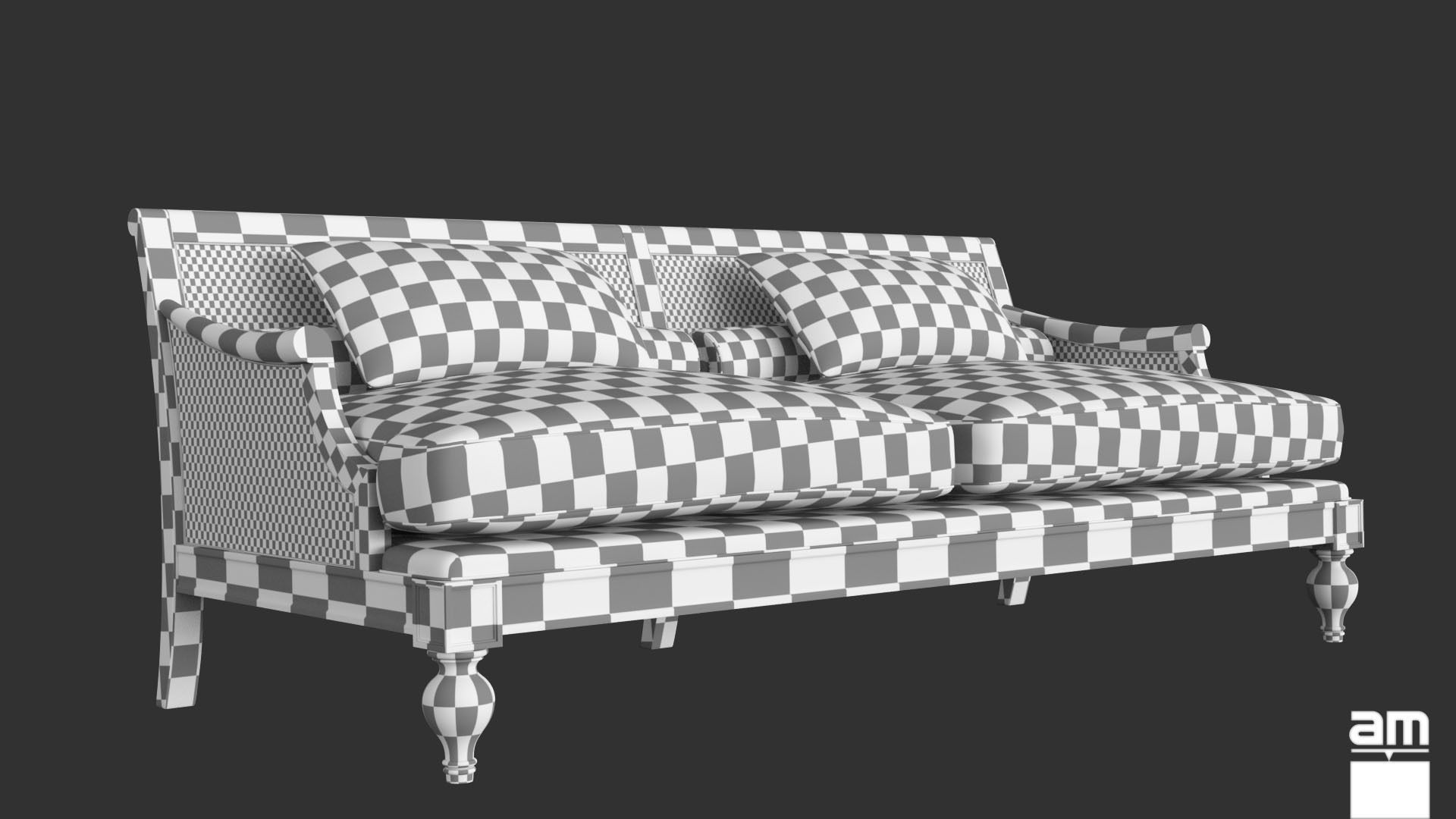 Vintage Country Sofa 3D model_7