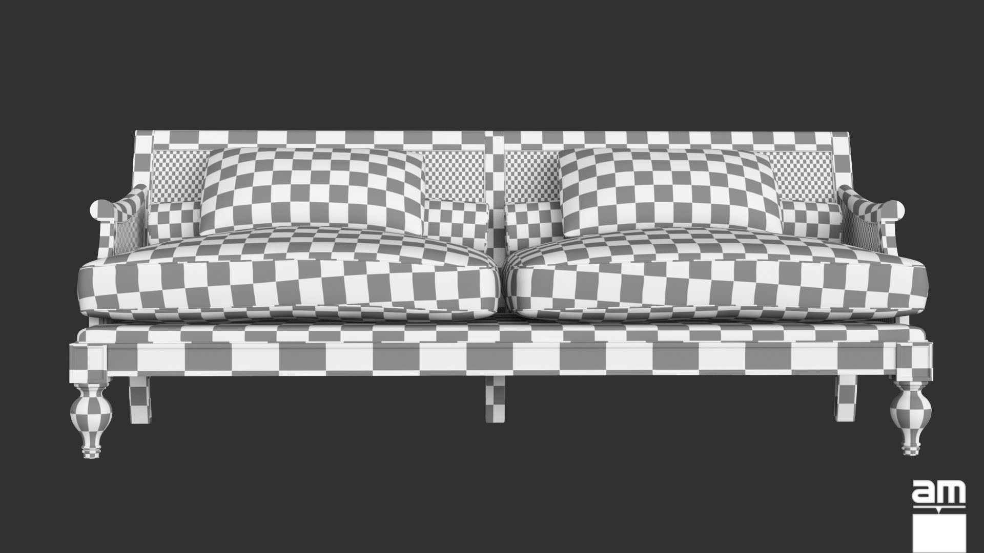 Vintage Country Sofa 3D model_9