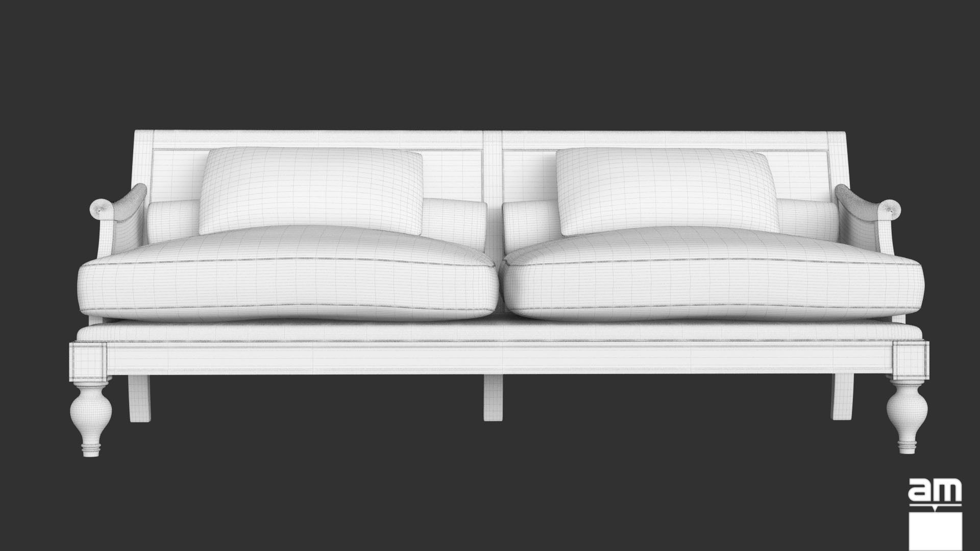 Vintage Country Sofa 3D model_8