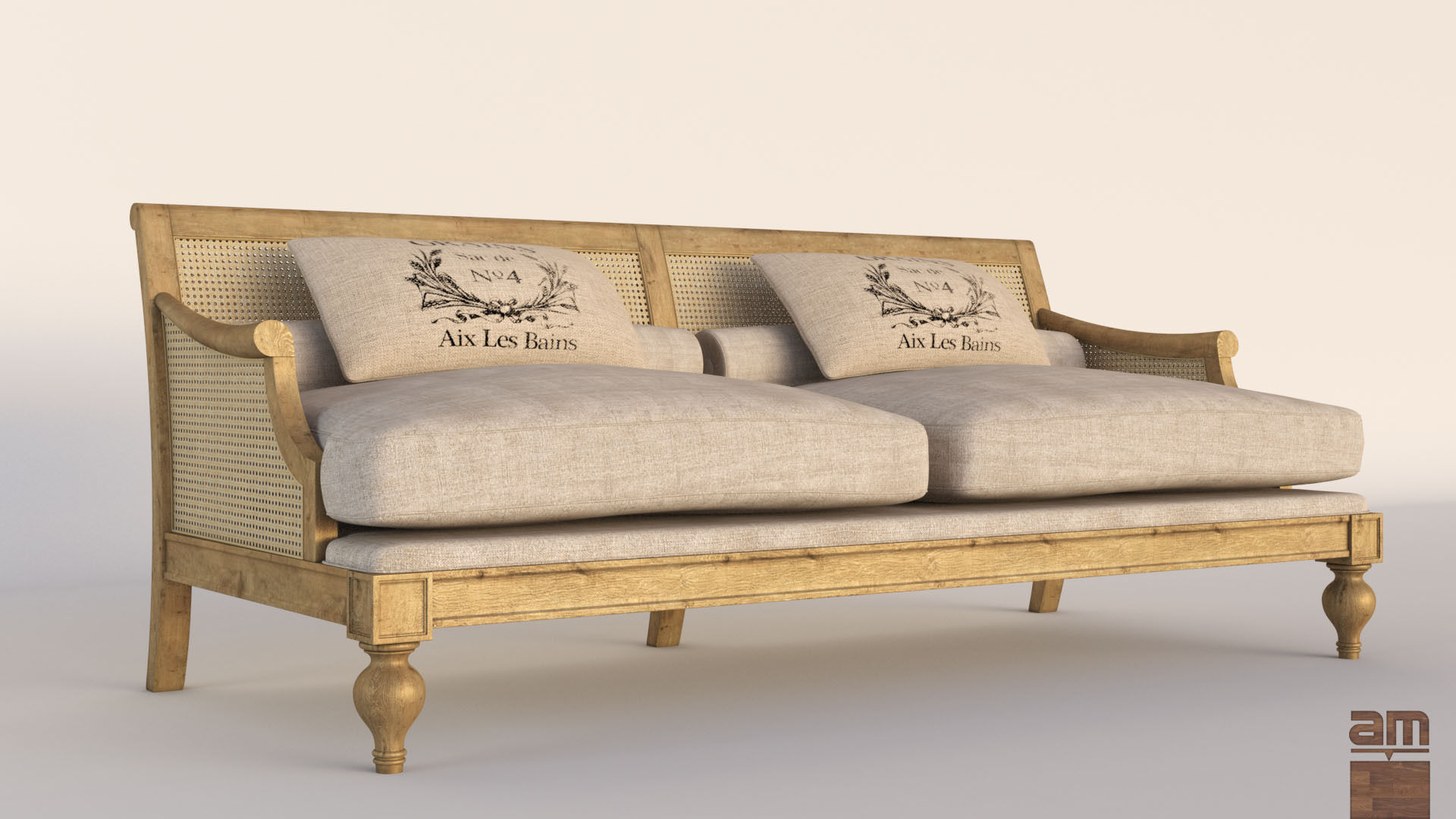 Vintage Country Sofa 3D model_3