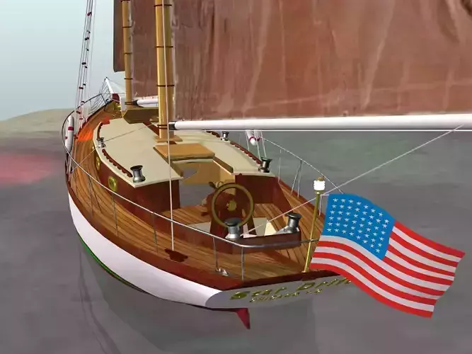 American Sailing Yacht - Early 20th Century 3D model