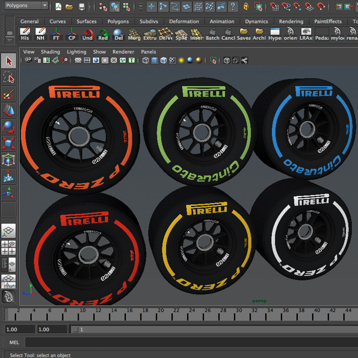enkei rear tyre set Low-poly 3D model_10