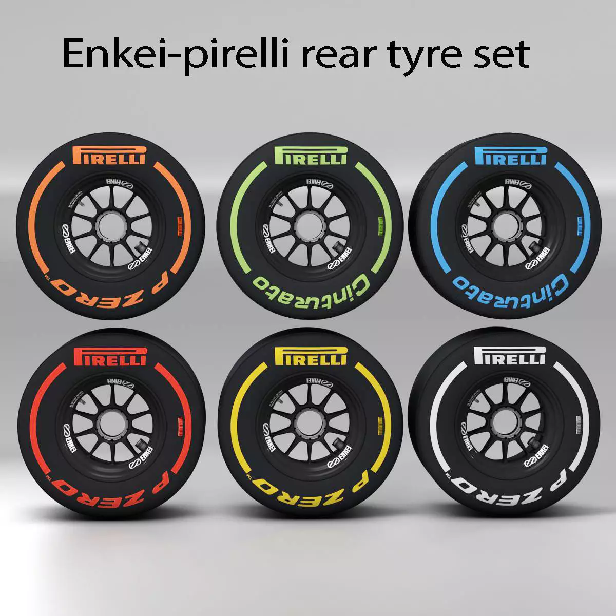 enkei rear tyre set Low-poly 3D model_0