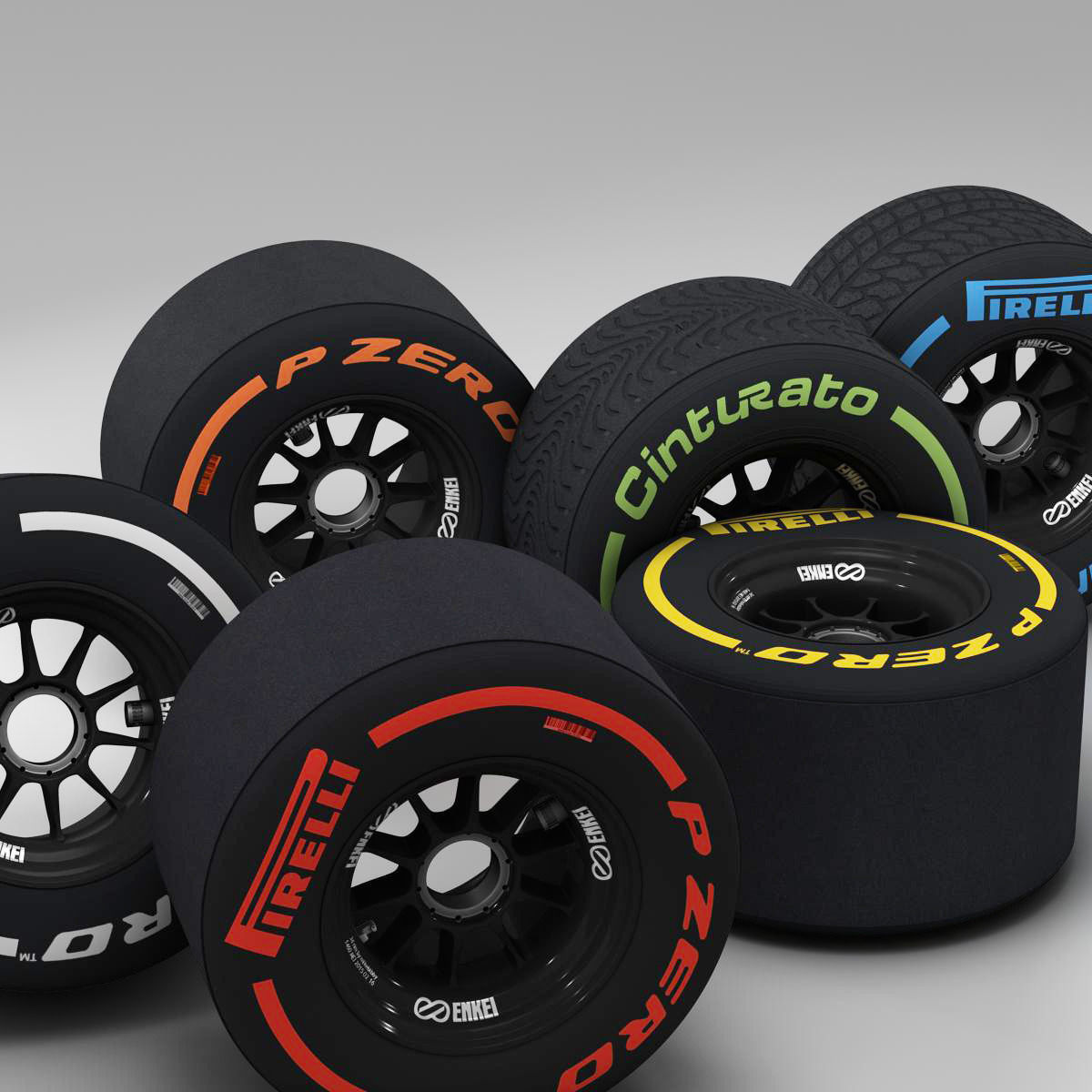 enkei rear tyre set Low-poly 3D model_1