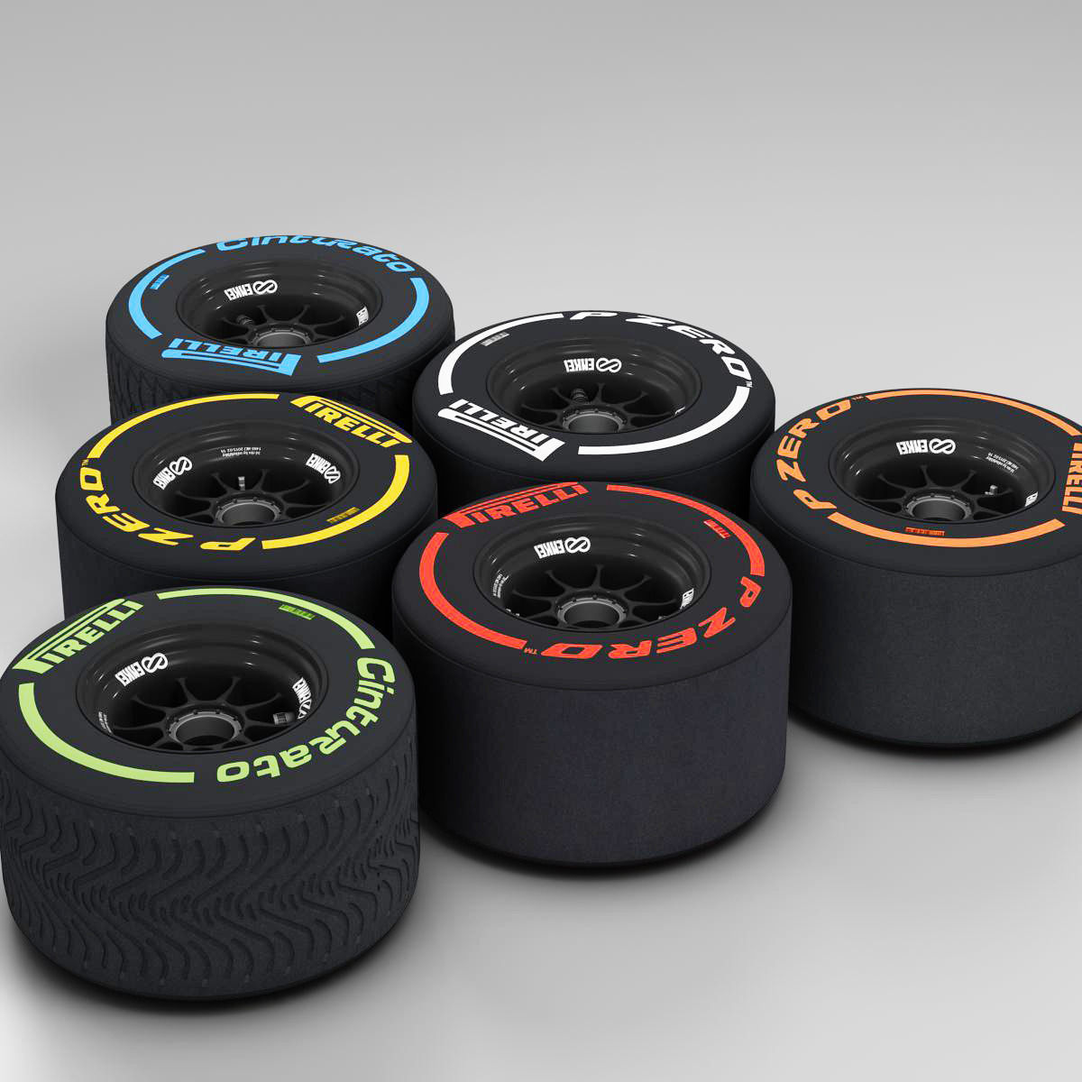 enkei rear tyre set Low-poly 3D model_5