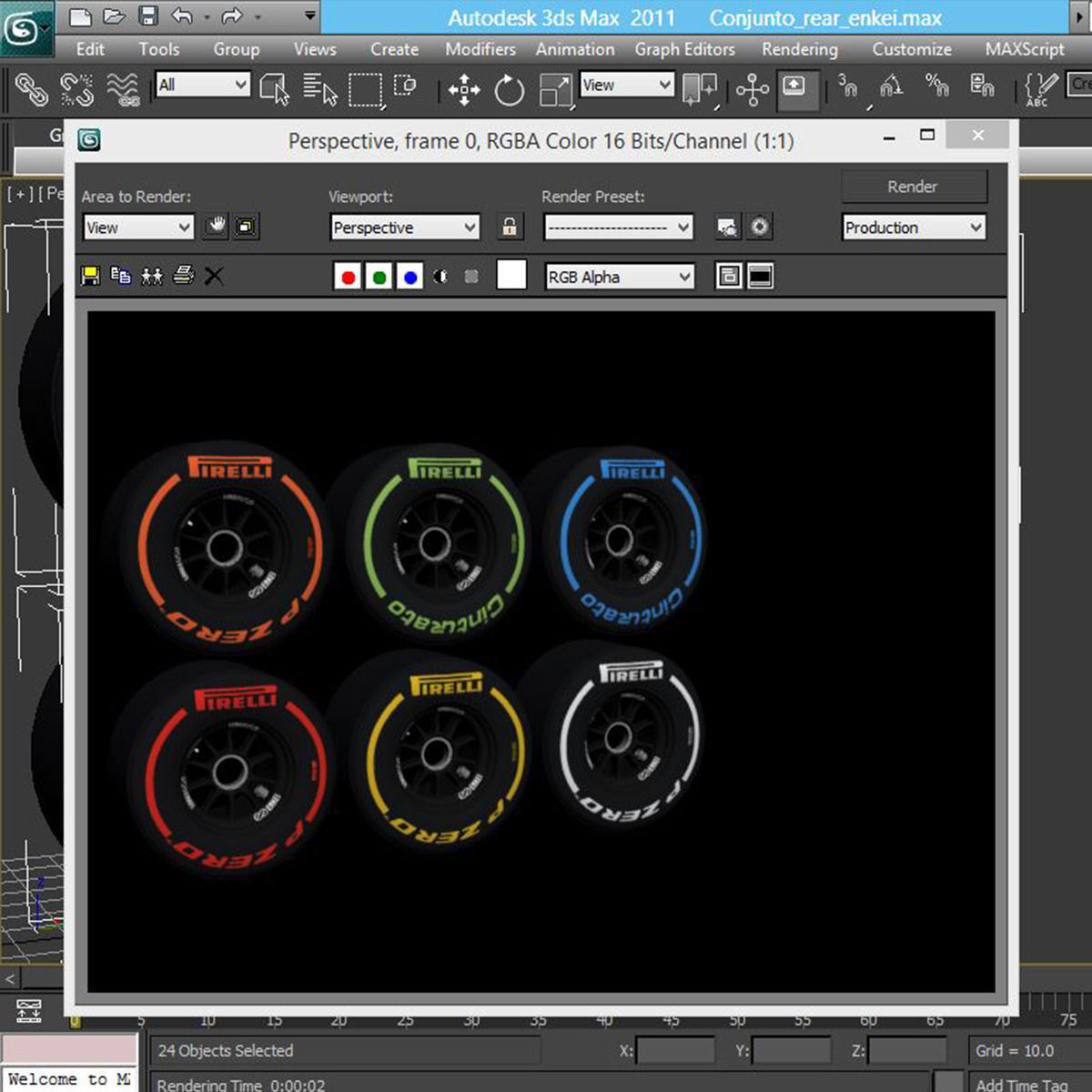 enkei rear tyre set Low-poly 3D model_12