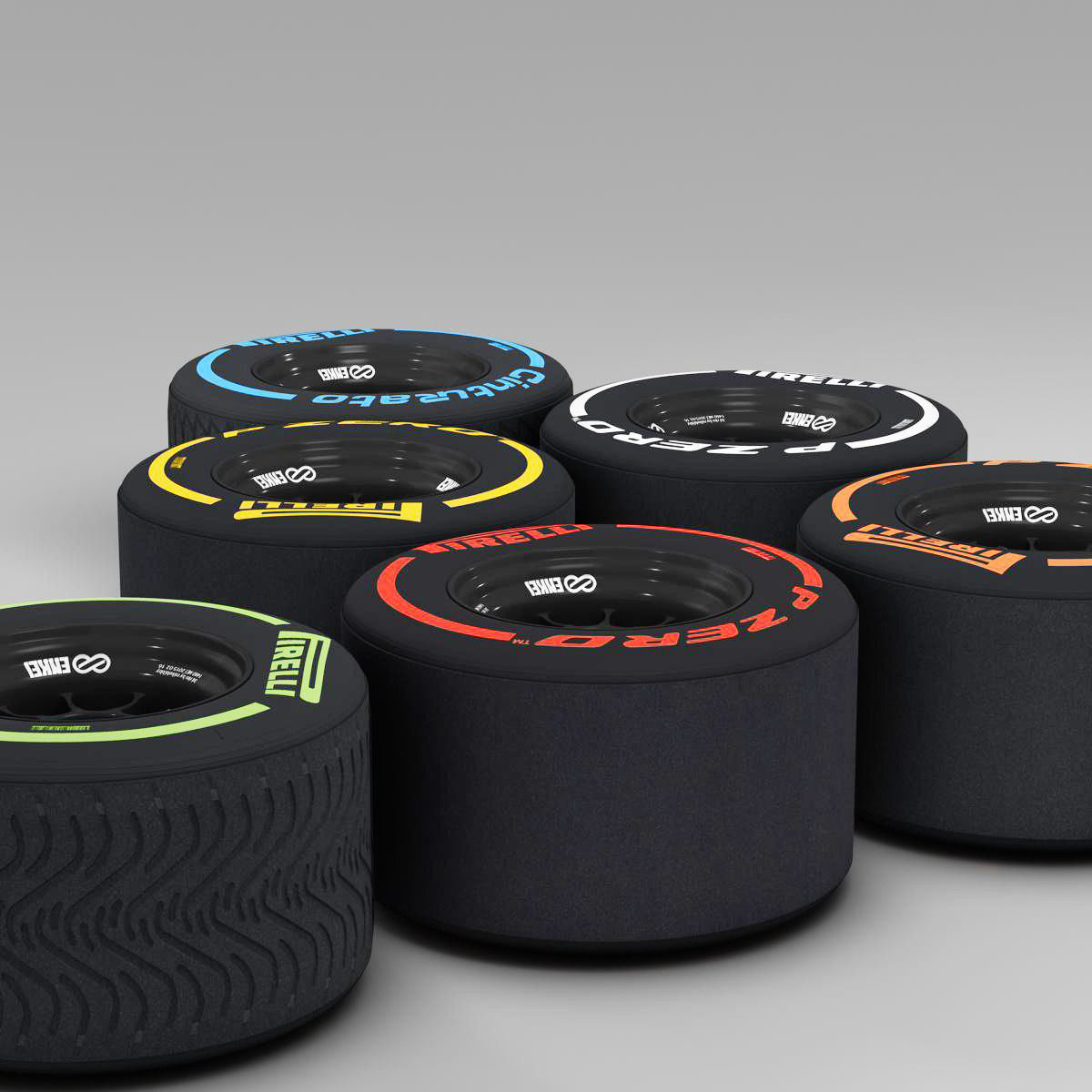 enkei rear tyre set Low-poly 3D model_3