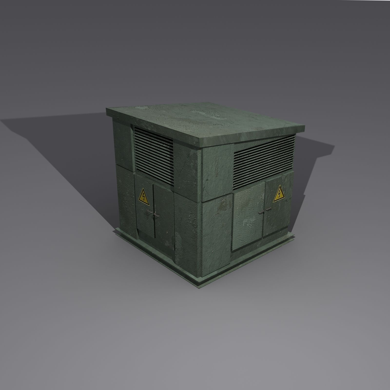 Transformator cabin Low-poly 3D model_3