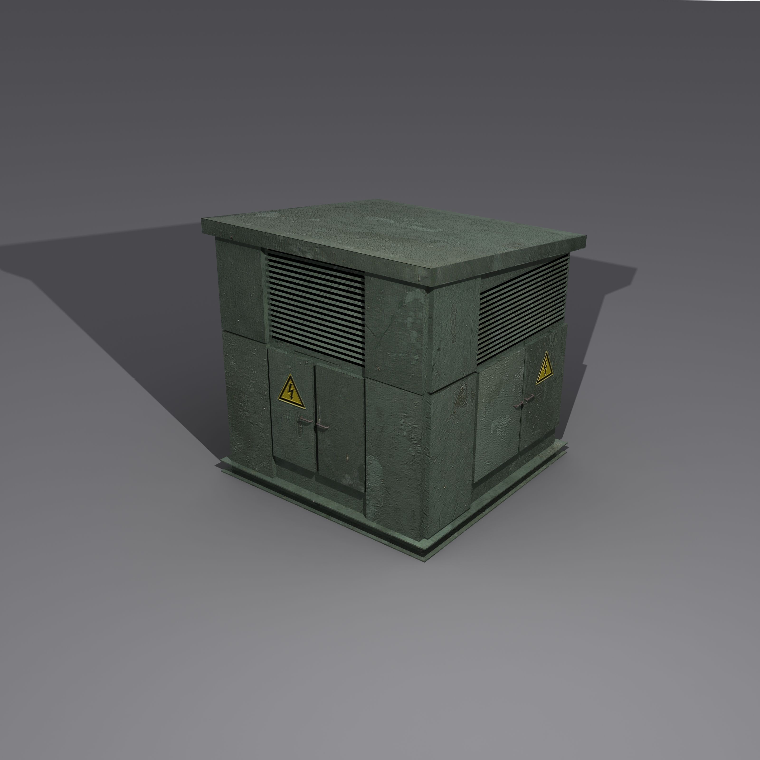 Transformator cabin Low-poly 3D model_1