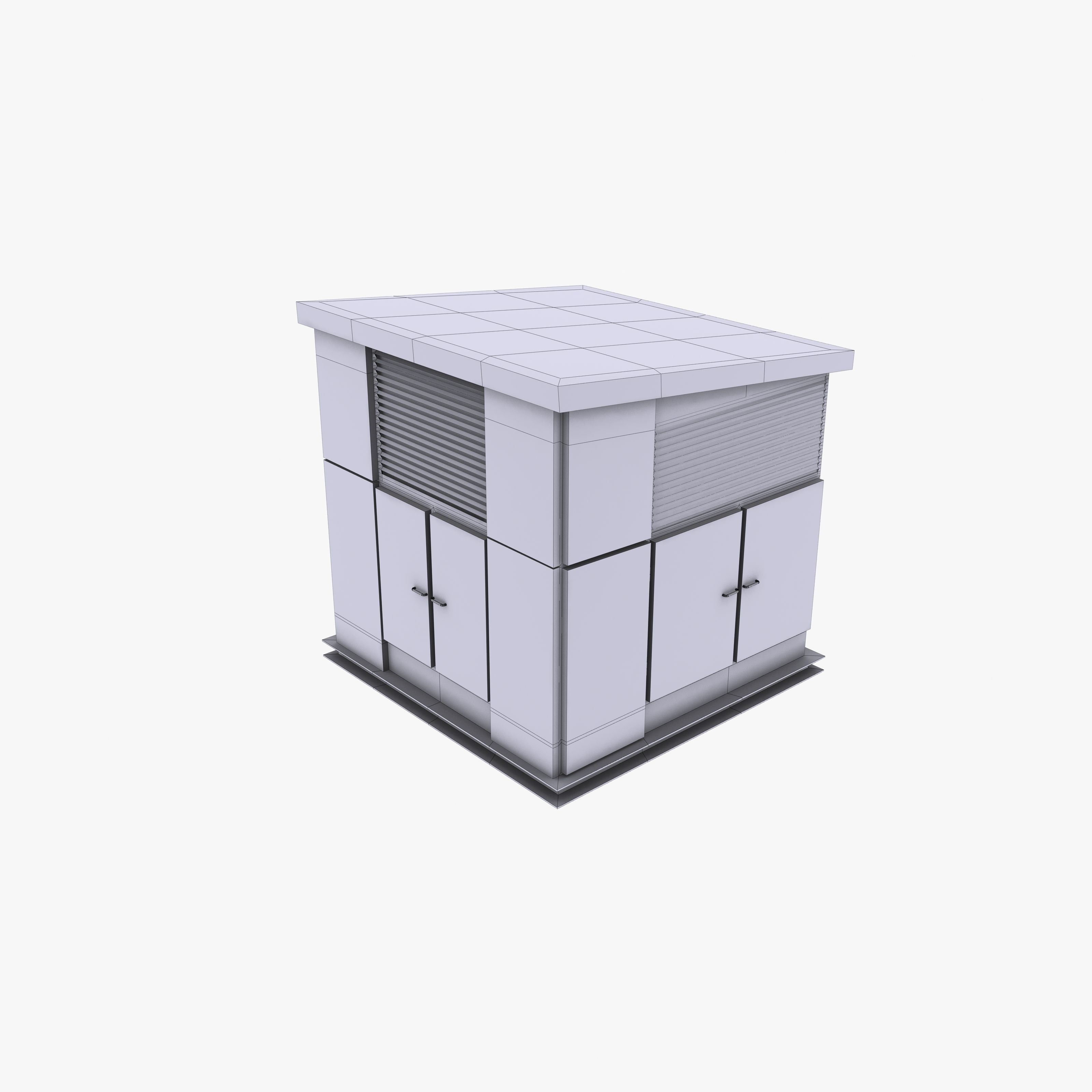Transformator cabin Low-poly 3D model_7