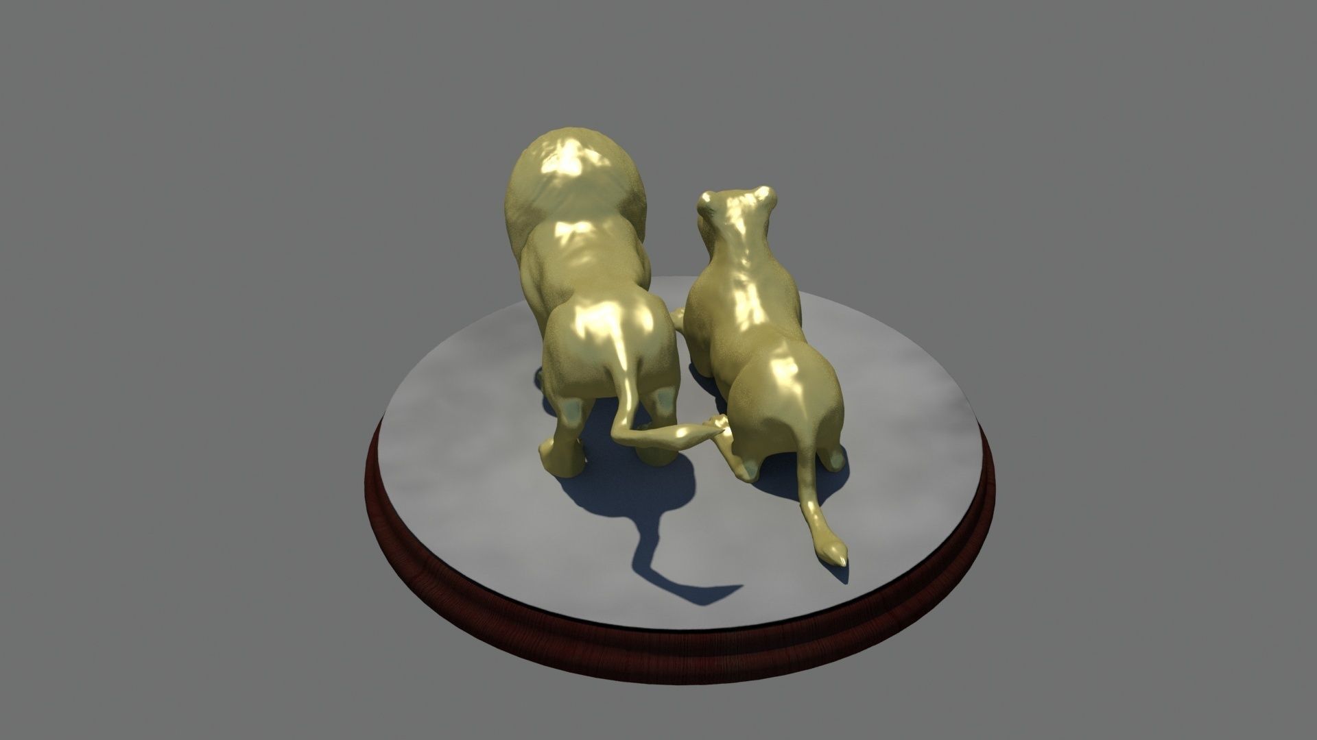 Male and female lions on base 3D print model_2