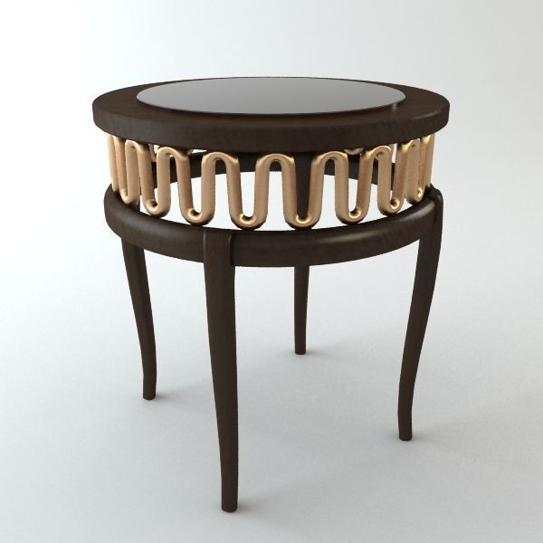 Wooden Round Table 2 3D model