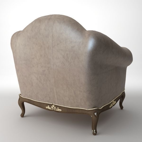 Traditional Style Leather Armchair 3D model_2