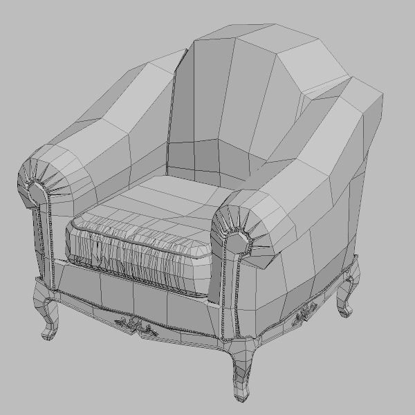 Traditional Style Leather Armchair 3D model_4