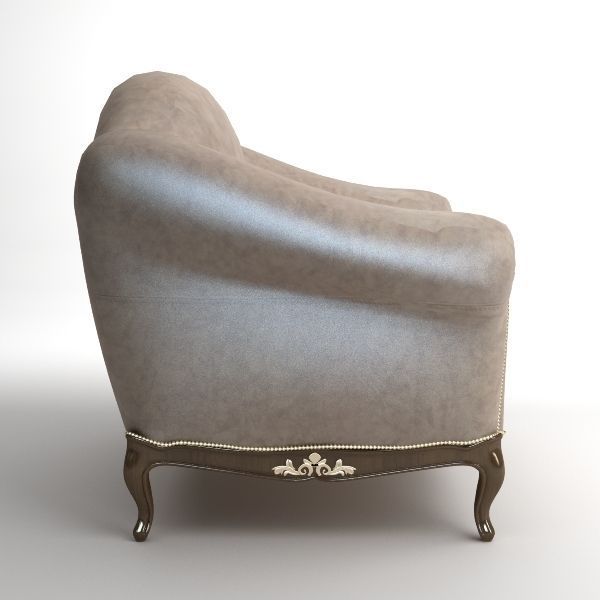 Traditional Style Leather Armchair 3D model_3