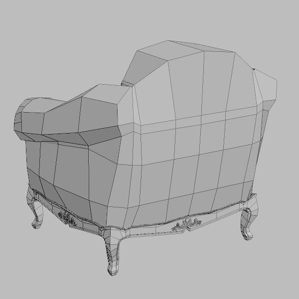 Traditional Style Leather Armchair 3D model_5