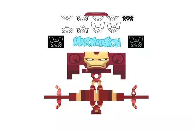 Iron Man Animated Paper Cut Out Low-poly 3D model
