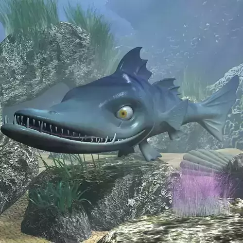 cartoon Barracuda Fish RIGGED Low-poly 3D model