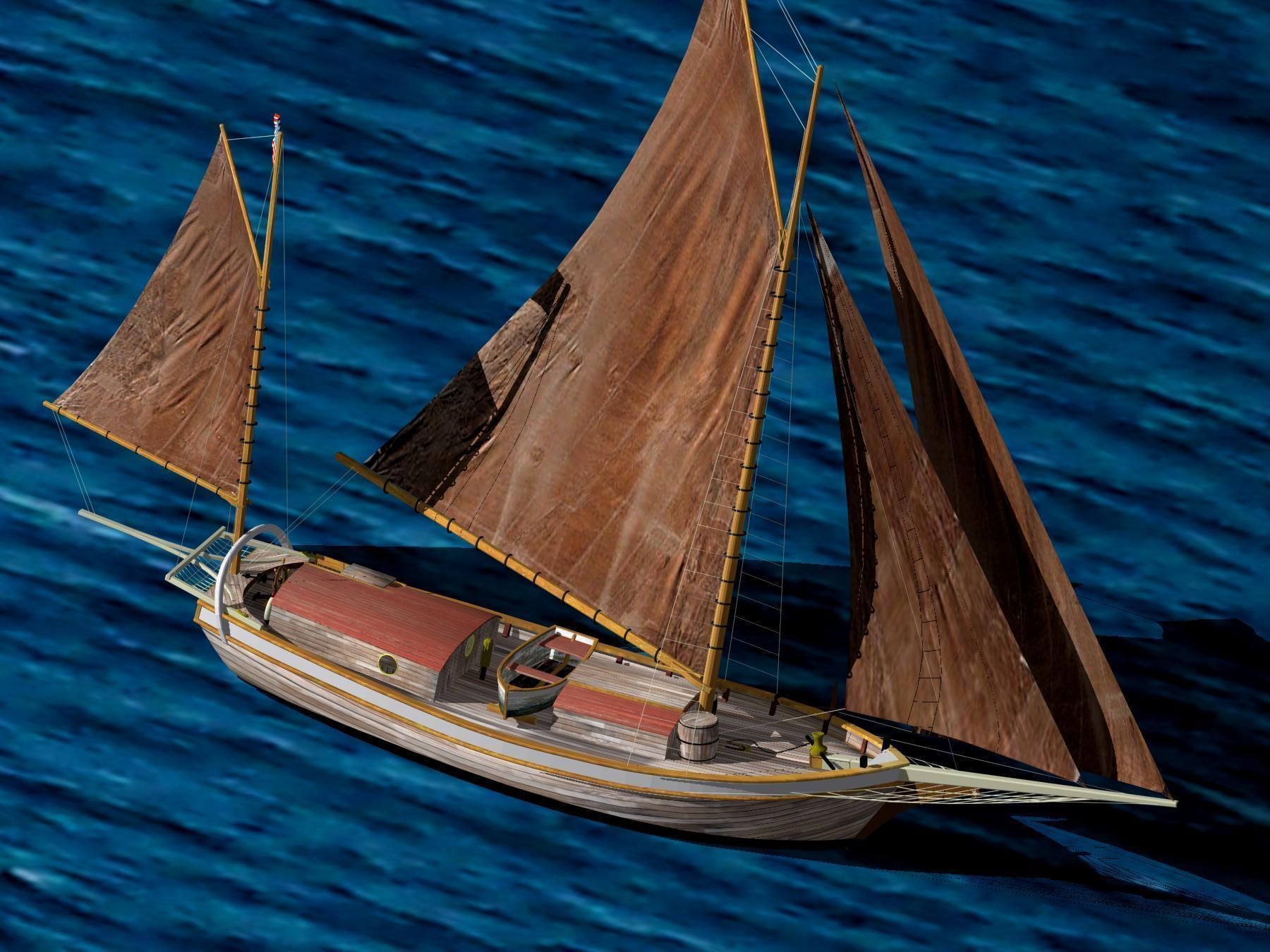 Sloop Spray of Joshua Slocum 3D model_9