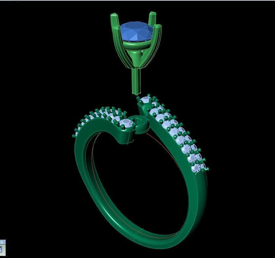 Bridal Set Ring With Matching Band CAD Design-PI0003-SBW 3D print model_18