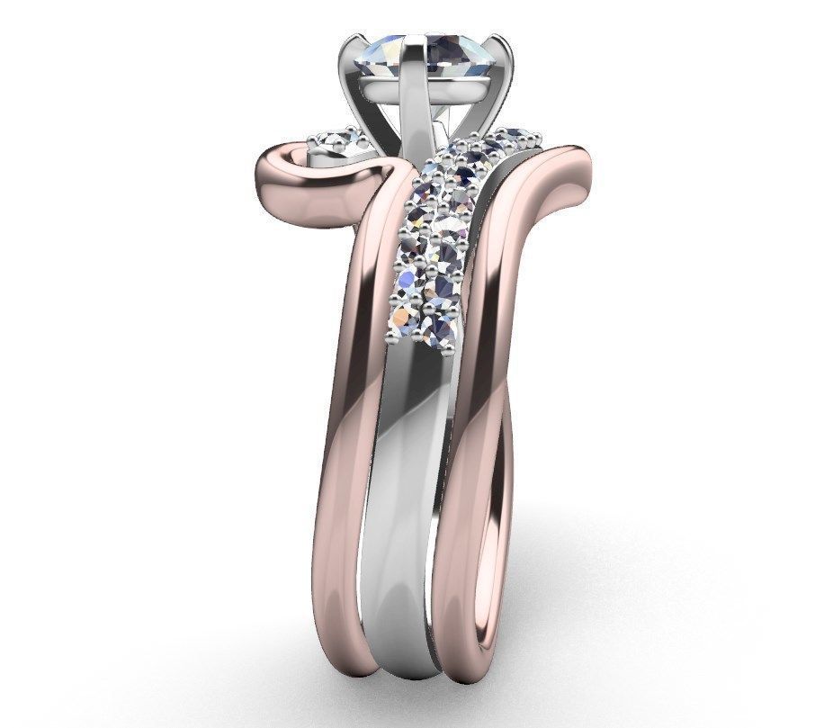 Bridal Set Ring With Matching Band CAD Design-PI0003-SBW 3D print model_33