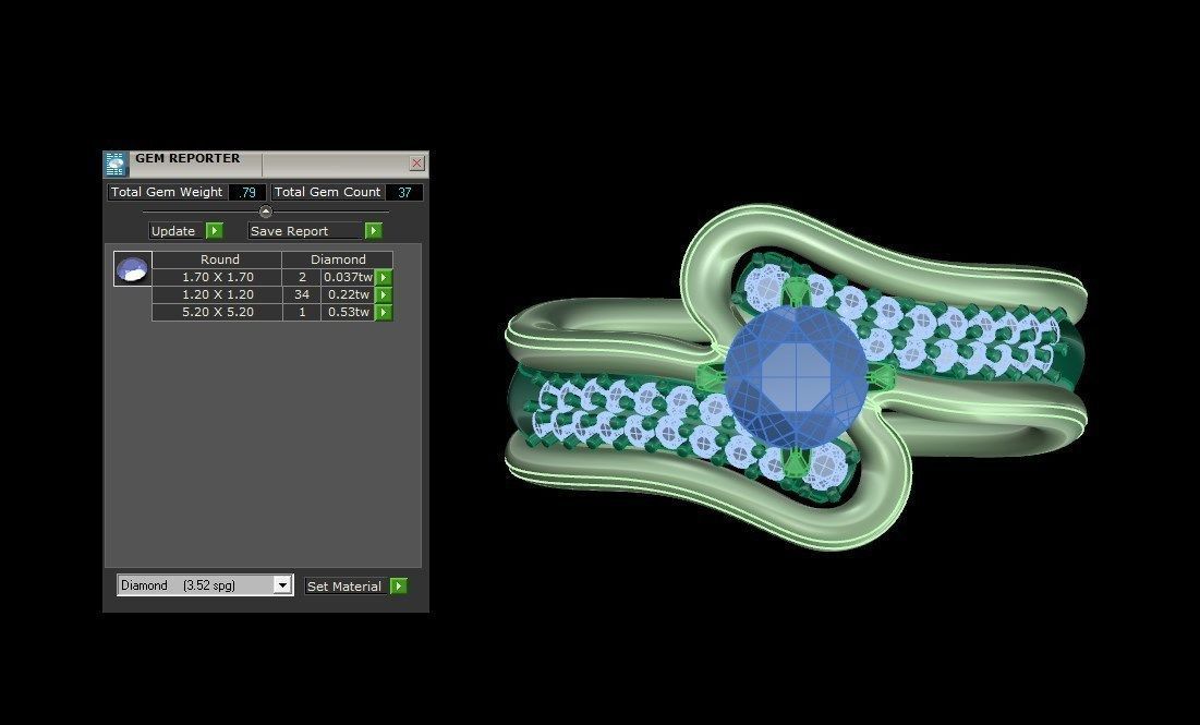 Bridal Set Ring With Matching Band CAD Design-PI0003-SBW 3D print model_29