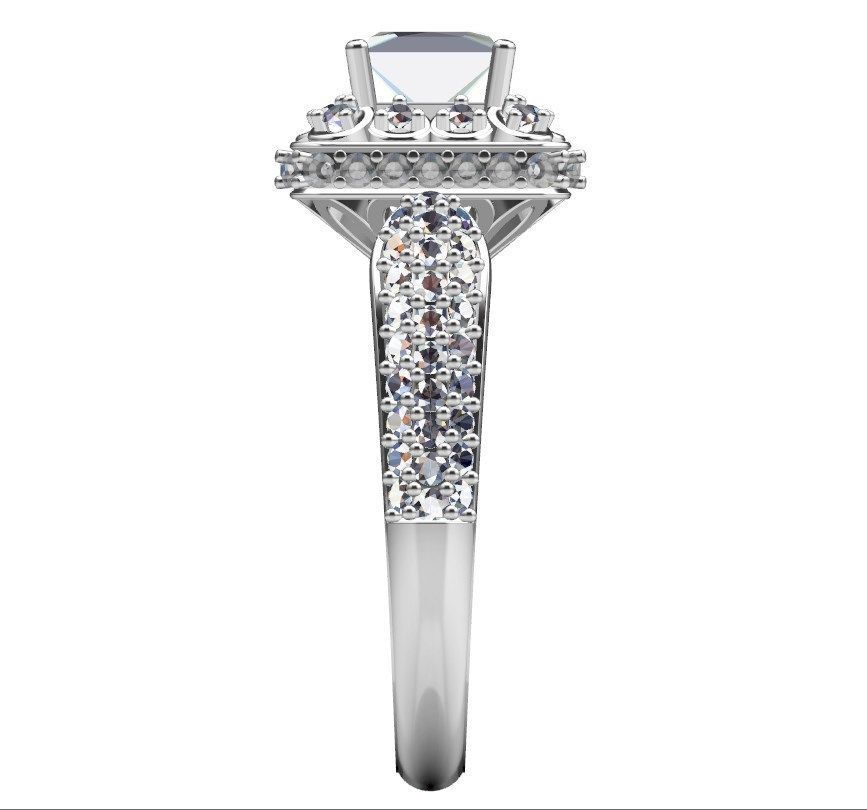 Princess Cut Diamond Halo Engagement Ring CAD-RPSV002 3D print model_42
