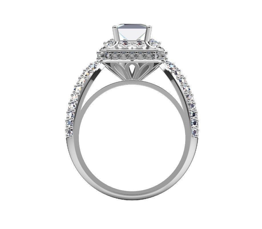 Princess Cut Diamond Halo Engagement Ring CAD-RPSV002 3D print model_47