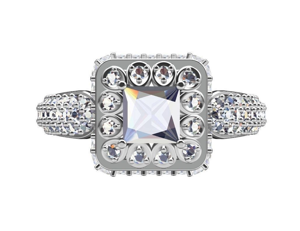 Princess Cut Diamond Halo Engagement Ring CAD-RPSV002 3D print model_45