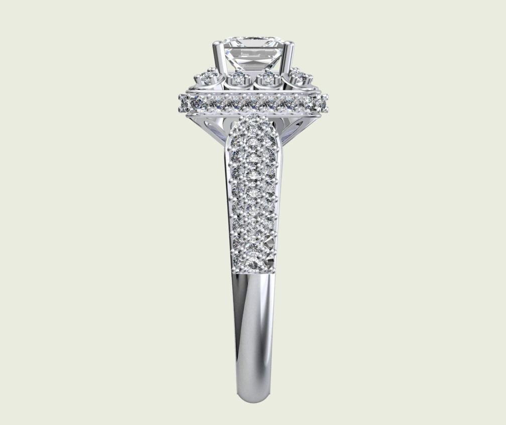Princess Cut Diamond Halo Engagement Ring CAD-RPSV002 3D print model_19