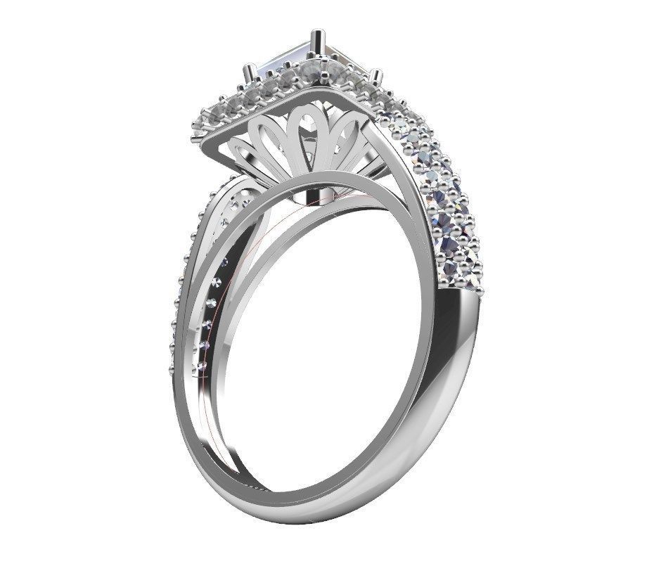 Princess Cut Diamond Halo Engagement Ring CAD-RPSV002 3D print model_48