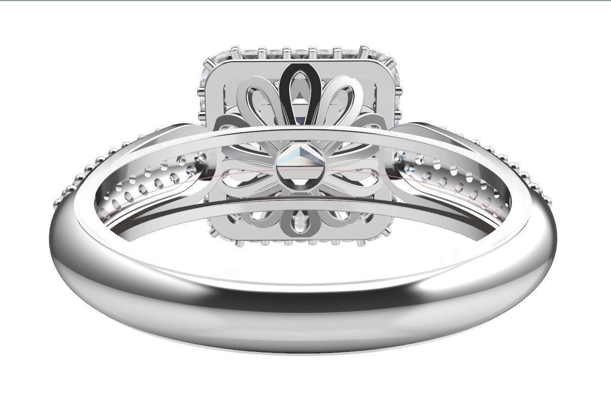 Princess Cut Diamond Halo Engagement Ring CAD-RPSV002 3D print model_50
