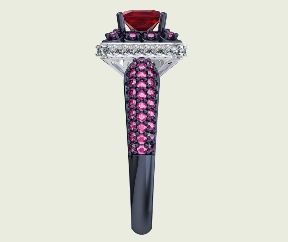 Princess Cut Diamond Halo Engagement Ring CAD-RPSV002 3D print model_29