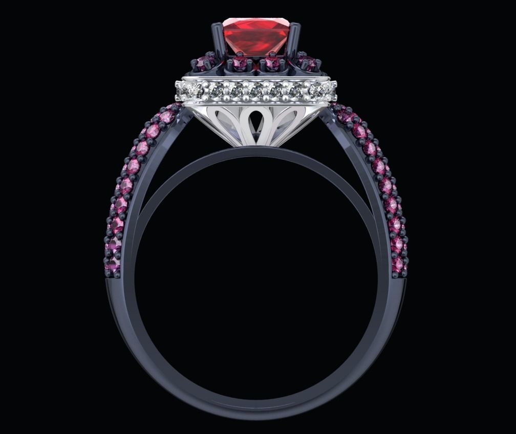 Princess Cut Diamond Halo Engagement Ring CAD-RPSV002 3D print model_23