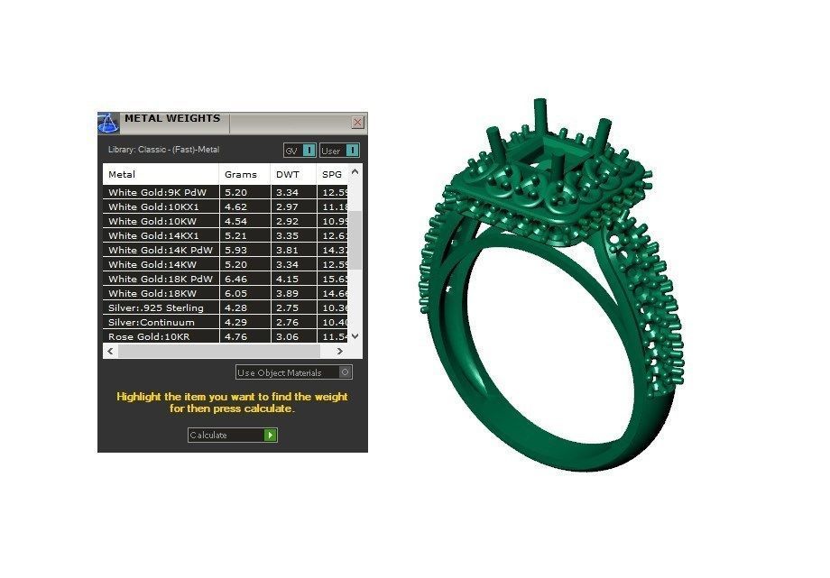 Princess Cut Diamond Halo Engagement Ring CAD-RPSV002 3D print model_41