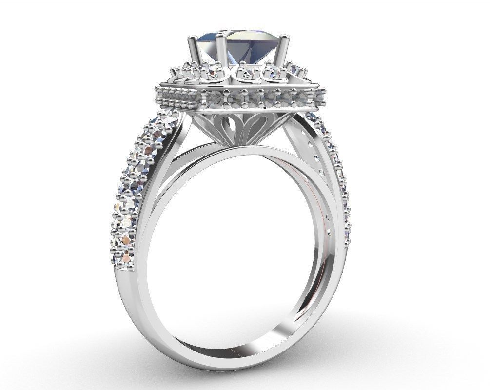 Princess Cut Diamond Halo Engagement Ring CAD-RPSV002 3D print model_46
