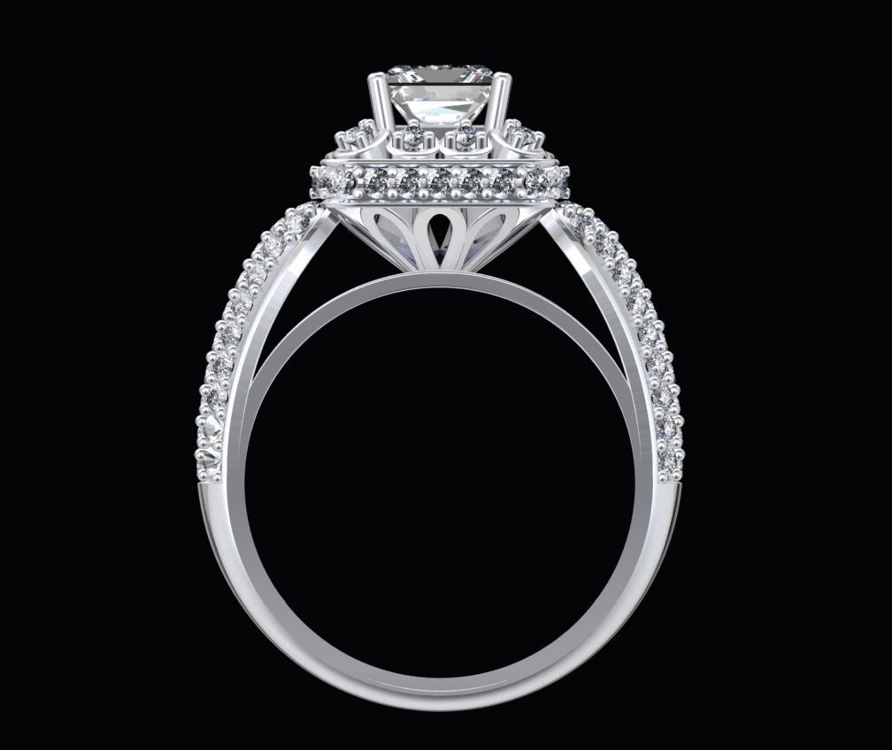 Princess Cut Diamond Halo Engagement Ring CAD-RPSV002 3D print model_18