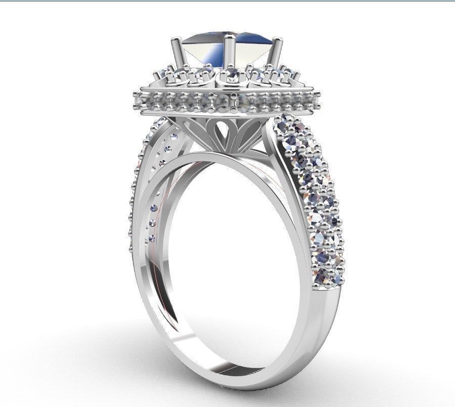 Princess Cut Diamond Halo Engagement Ring CAD-RPSV002 3D print model_39