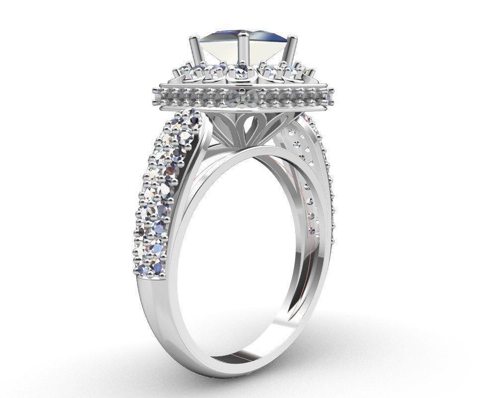 Princess Cut Diamond Halo Engagement Ring CAD-RPSV002 3D print model_53