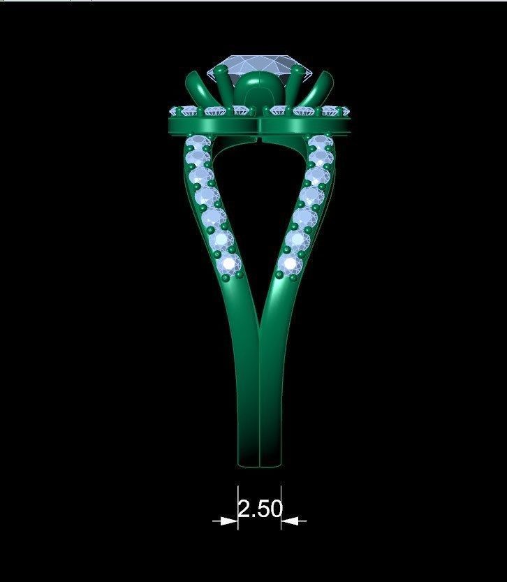 Engagement Ring Flower Gear Style Halo Diamonds -RPSV004 3D print model_20