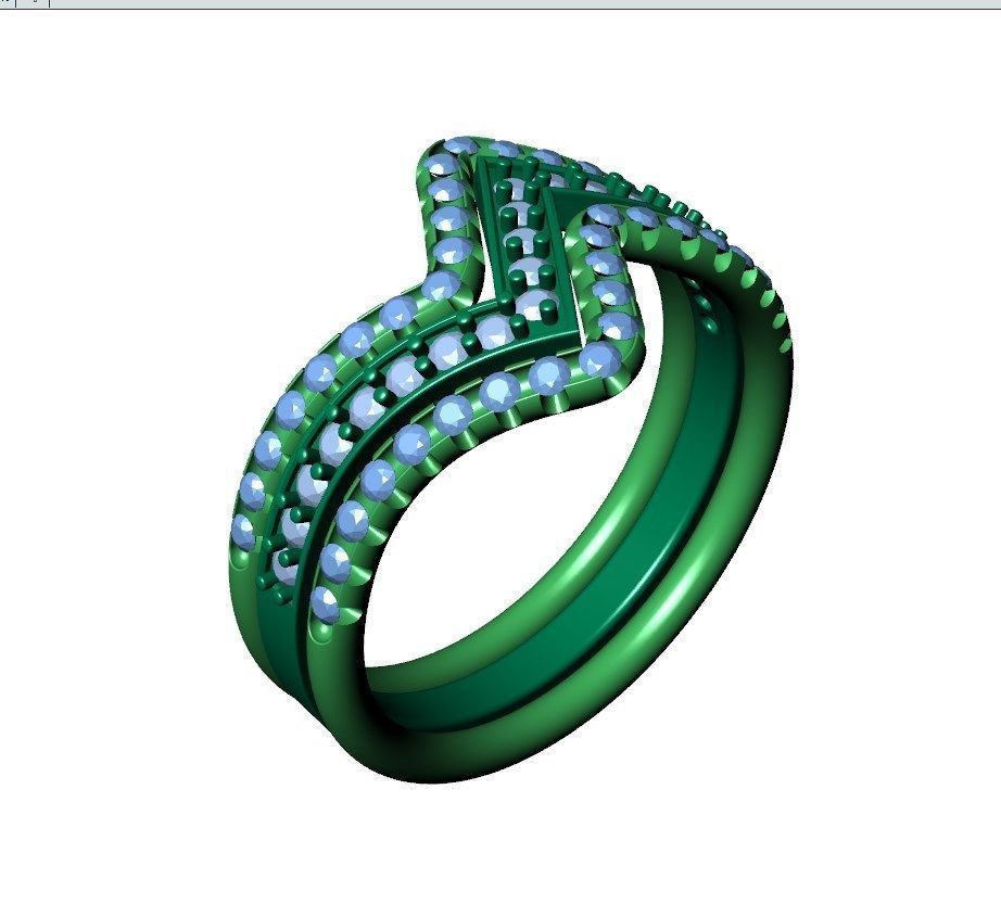 Bridal Set Rings 3D Models All Settings- PI0001-SV 3D print model_20