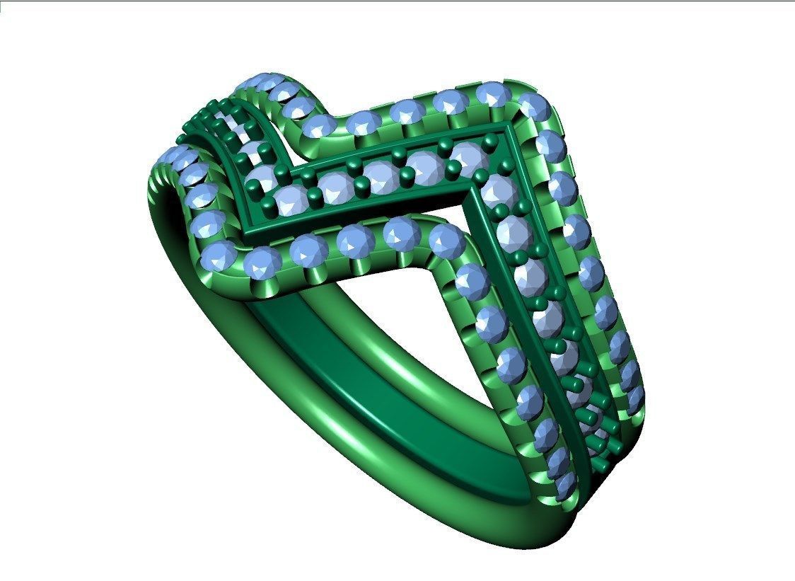 Bridal Set Rings 3D Models All Settings- PI0001-SV 3D print model_18