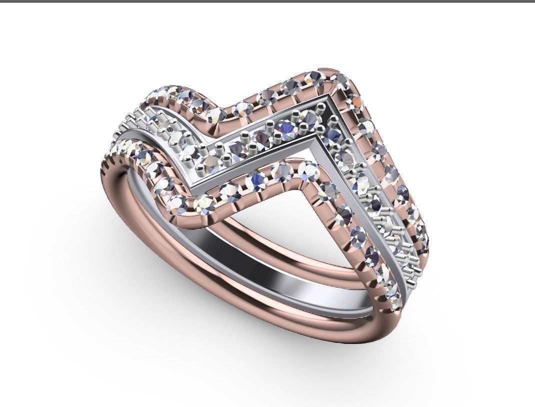 Bridal Set Rings 3D Models All Settings- PI0001-SV 3D print model_22