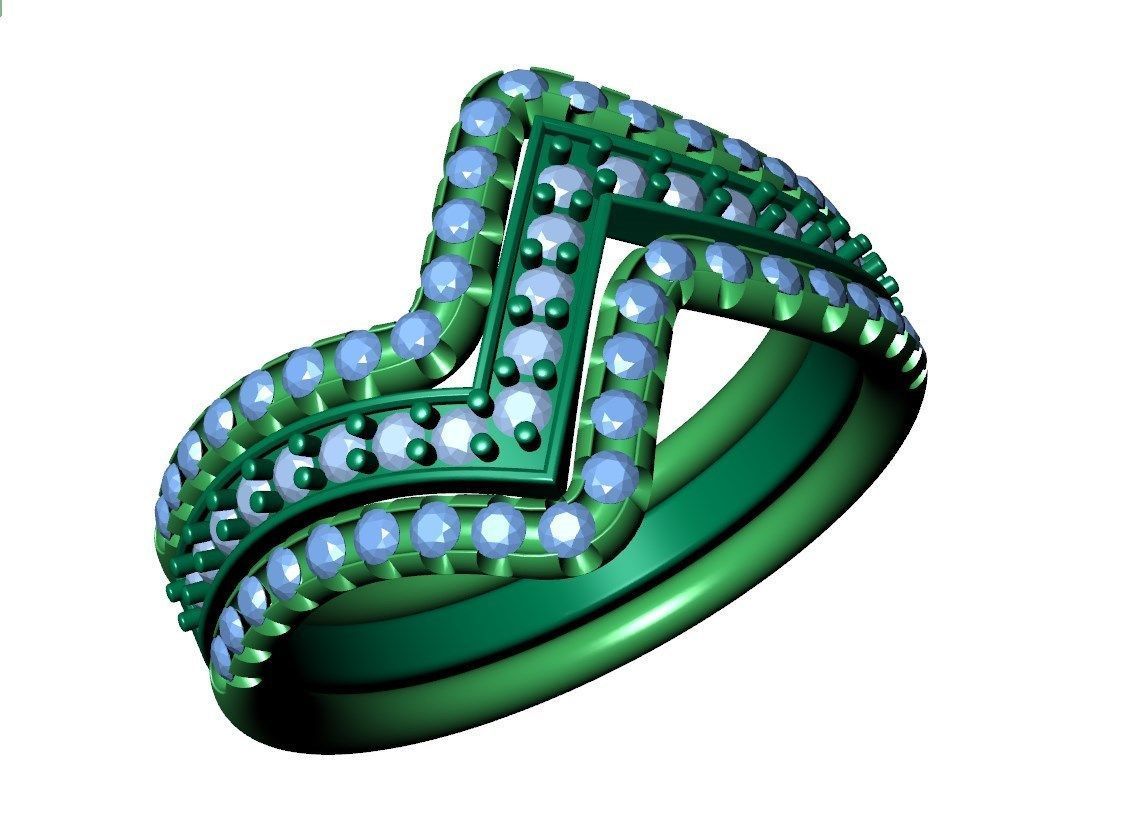 Bridal Set Rings 3D Models All Settings- PI0001-SV 3D print model_21