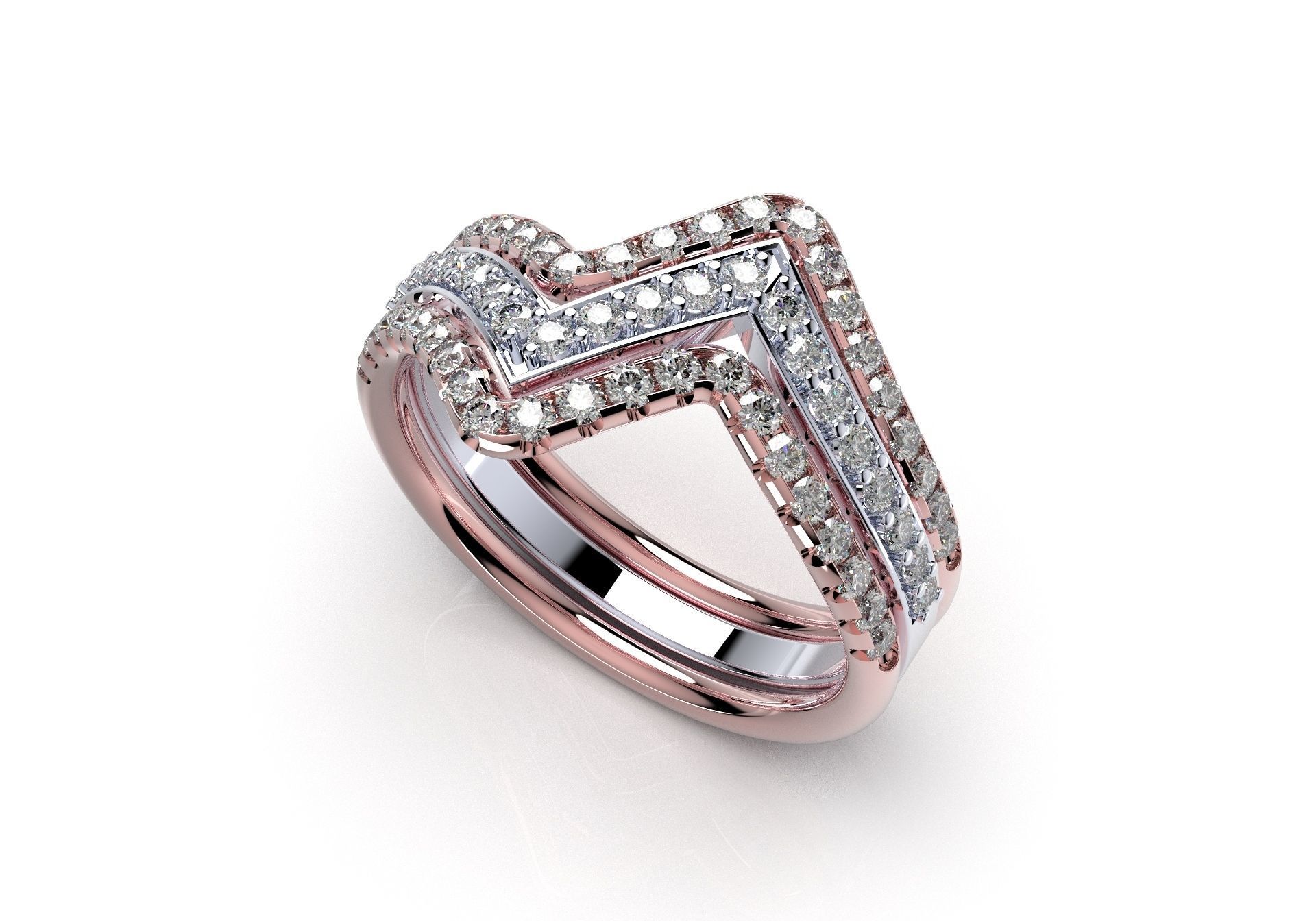 Bridal Set Rings 3D Models All Settings- PI0001-SV 3D print model_11