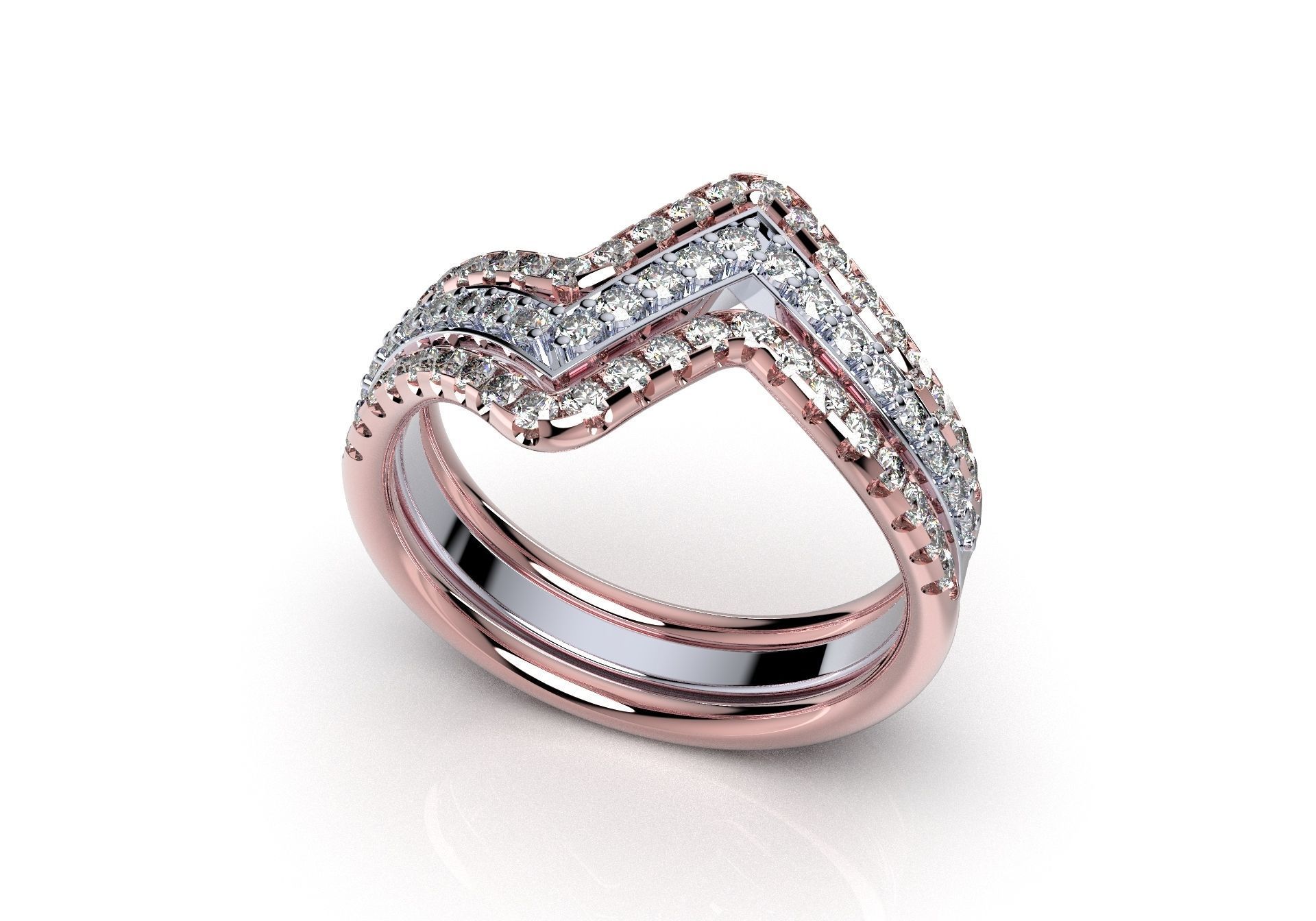 Bridal Set Rings 3D Models All Settings- PI0001-SV 3D print model_7