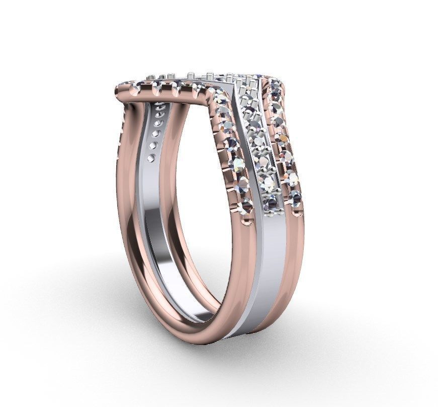 Bridal Set Rings 3D Models All Settings- PI0001-SV 3D print model_29